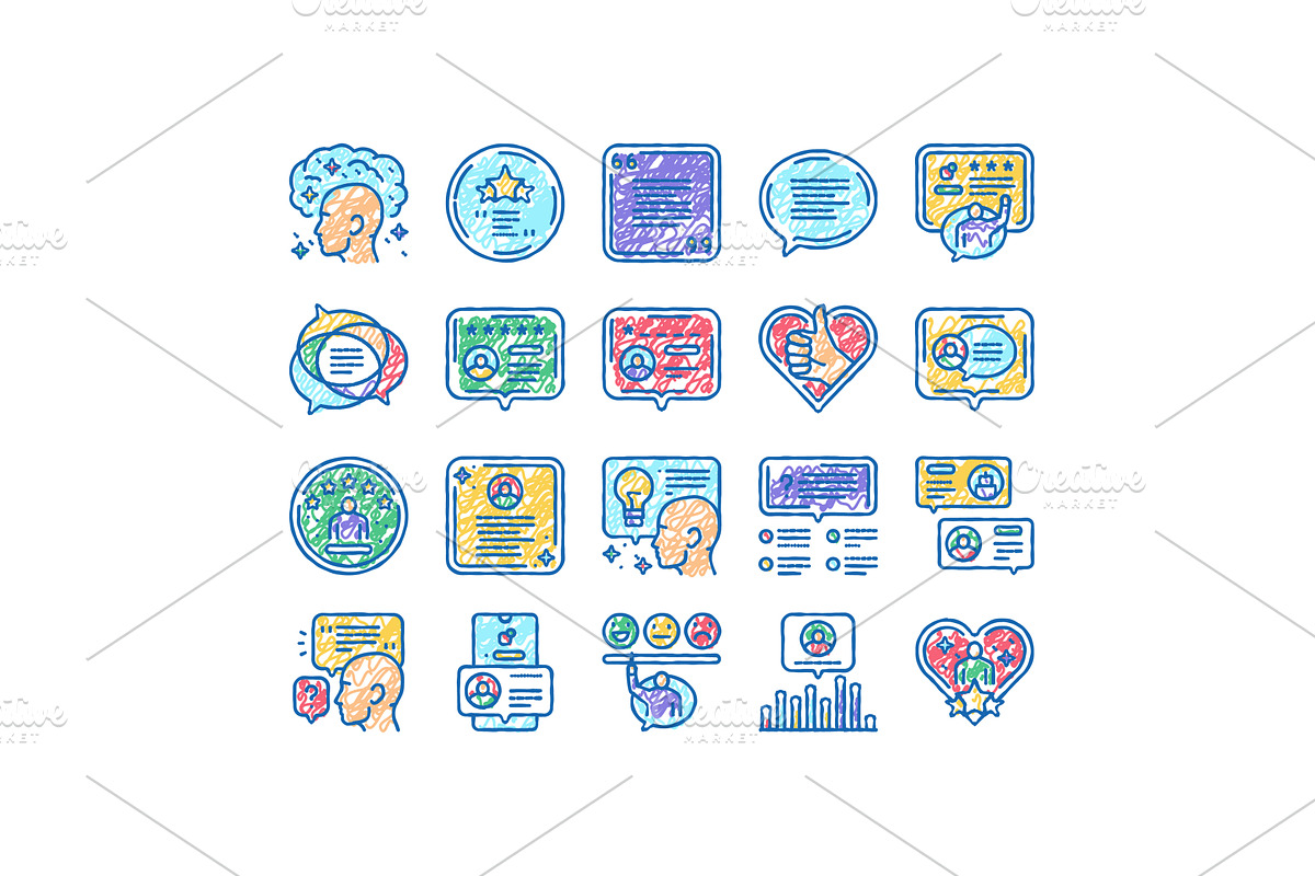 testimonial customer review icons, an Object Illustration by pikepicture