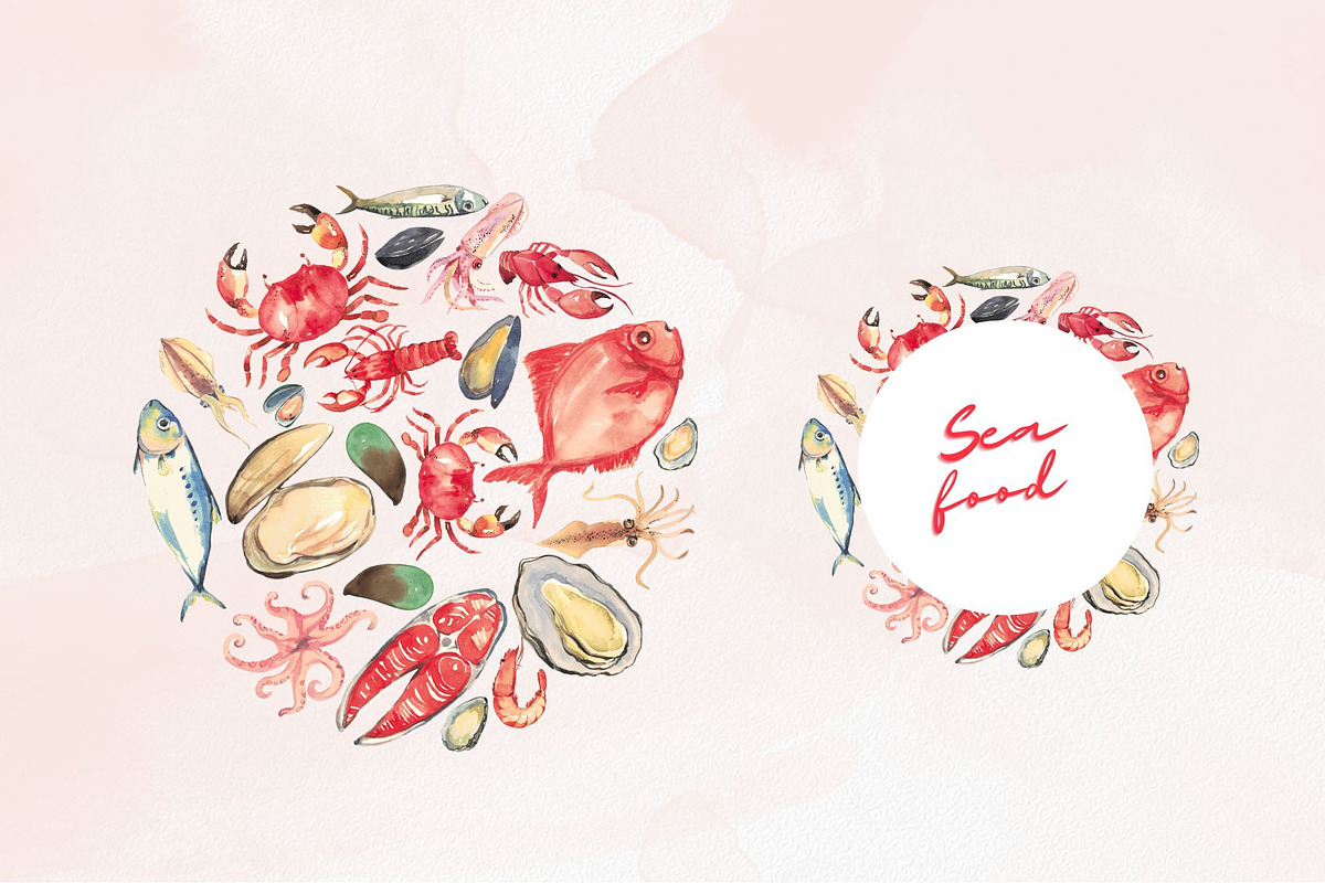 Sea Food watercolor, an Illustration by 7nov.studio (Photo 6 of 7)