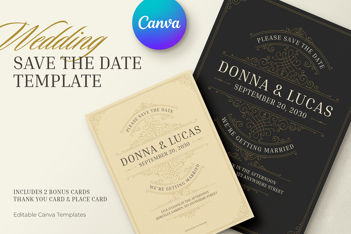 Save the Date Canva Template, an Invitation Template by Vasya Kobelev (Photo 1 of 7)