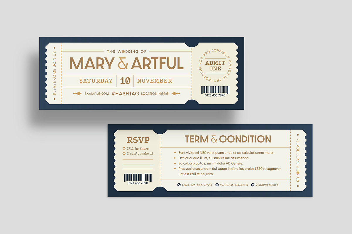Wedding Ticket Template, an Invitation Template by BrandPacks (Photo 5 of 5)