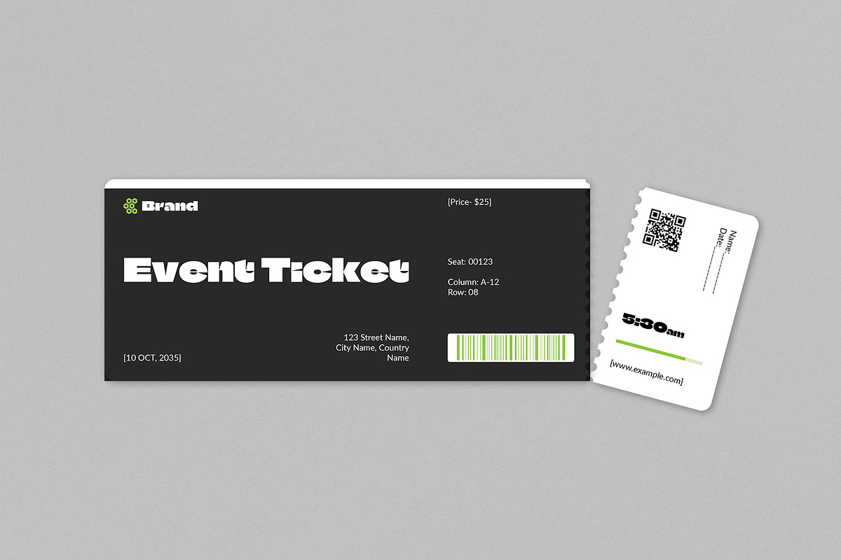 Event Ticket Layout Design Template, a Stationery Template by DesignCrest (Photo 6 of 11)