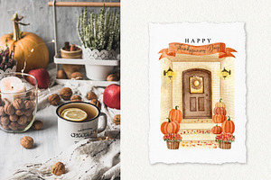 Thanksgiving Dinner Watercolor Set