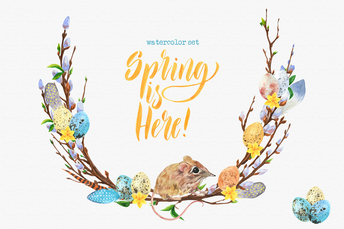 Spring is here! Watercolor set., an Illustration by rubinat (Photo 1 of 6)