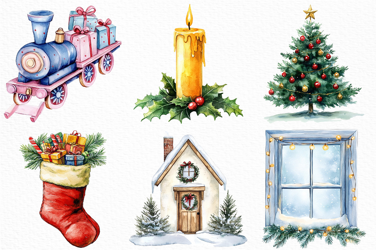 Watercolor Christmas Time Clipart, an Illustration by Craft Nest (Photo 4 of 6)