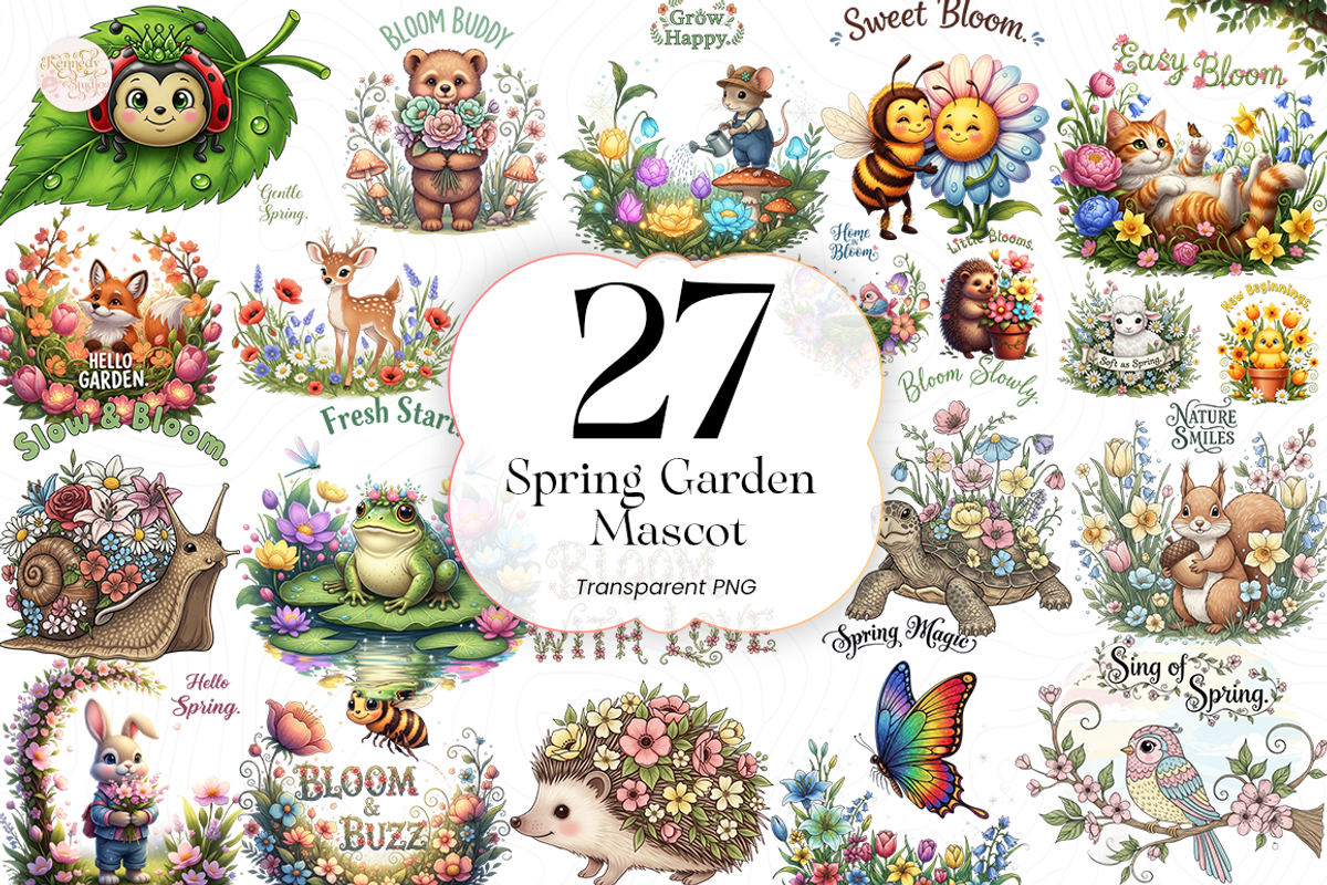 Spring Garden Mascot PNG Clipart., an Animal Illustration by KennedyStudio (Photo 1 of 5)