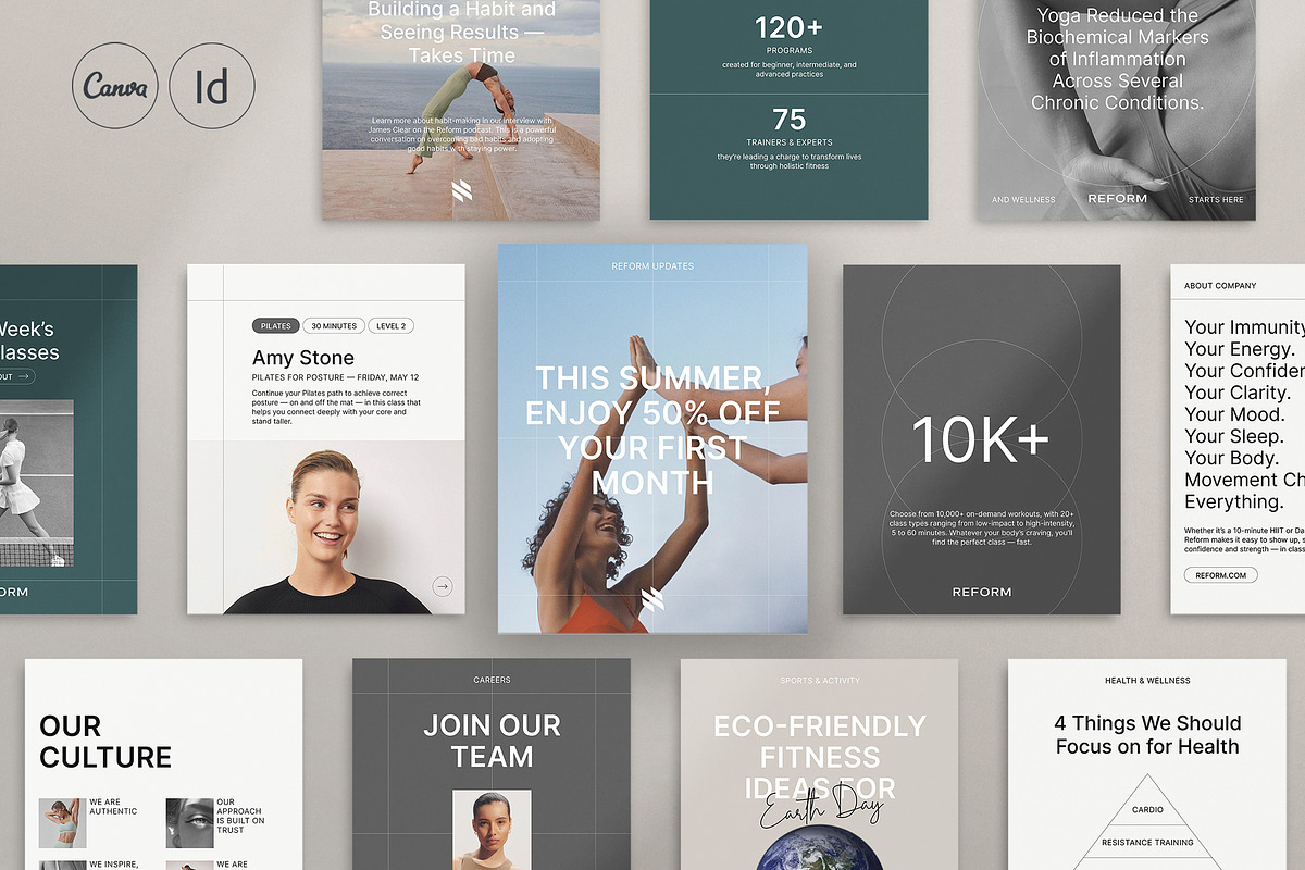 REFORM / Fitness Social Media Kit, a Social Media Template by Studio Dara (Photo 1 of 15)