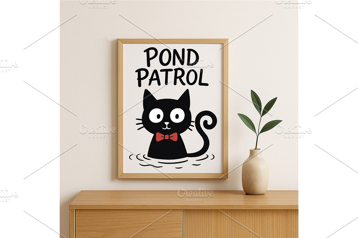 Pond Patrol Cat Funny Black Cat, a Background Graphic by LaseredNinja (Photo 2 of 7)