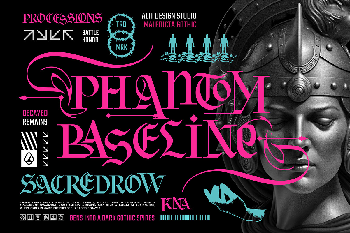 Maledicta Typeface, a Blackletter Font by alit design (Photo 6 of 16)