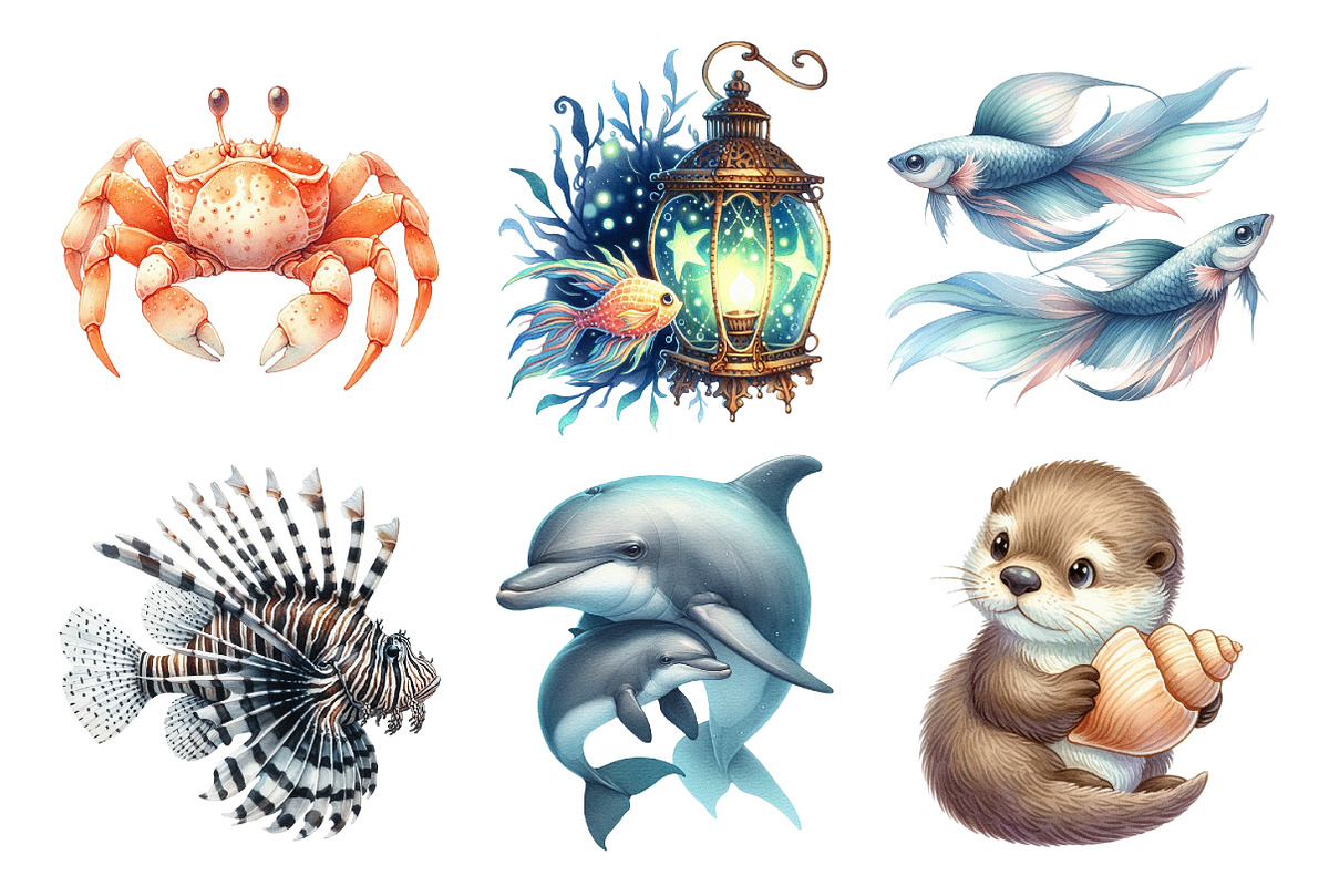 Ocean-Themed Animals Clipart Bundle, an Illustration by Daily.Designs (Photo 4 of 5)