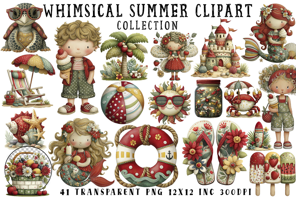 Whimsical Summer Clipart, an Illustration by OK Design (Photo 1 of 6)