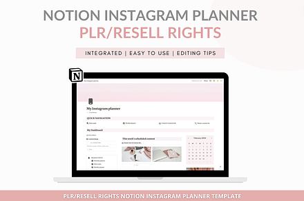 Notion Instagram planner PLR, a Templates & Theme by Cate Creates