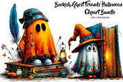 Bookish Ghost Friends Halloween, a Seasonal Illustration by CreationArt (Thumbnail 1 of 5)