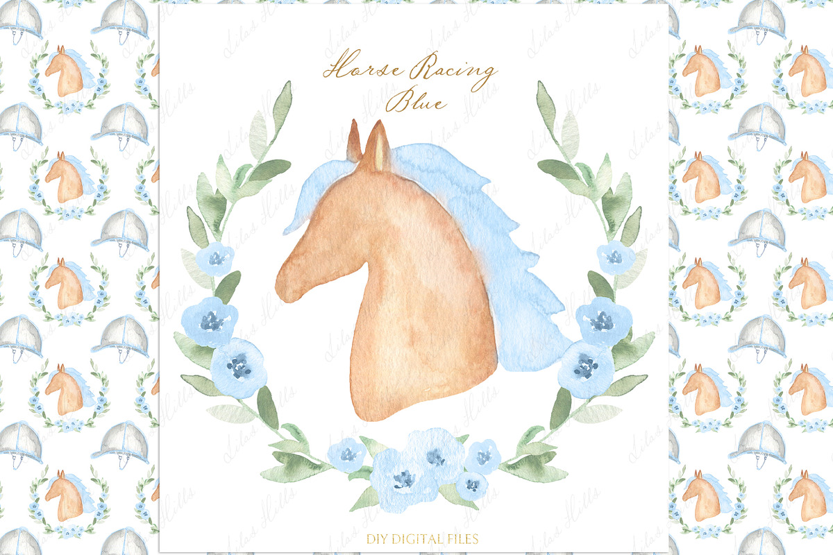 Horse Racing Blue Kentucky Derby, an Illustration by LABFcreations (Photo 2 of 6)
