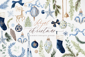 Watercolor Clipart - ROYAL CHRISTMAS, a Decorative Illustration by Beigetime
