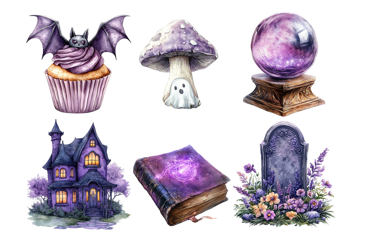 Lavender Halloween Clipart PNG, an Illustration by SinaCreation (Photo 3 of 10)