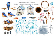 Christmas winter birds watercolor, a Wallpaper Graphic by Artmanata (Thumbnail 2 of 16)