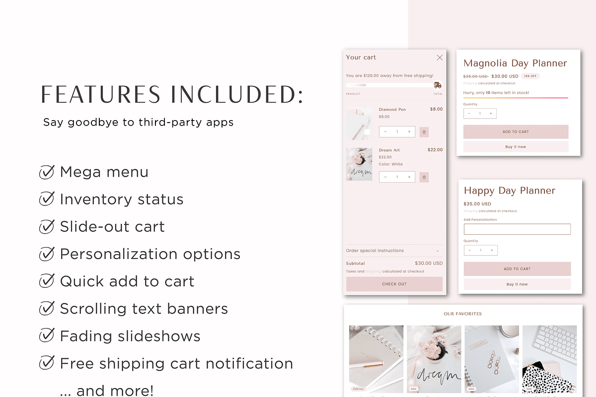 Rose Gold Pink Shopify Theme preview 3