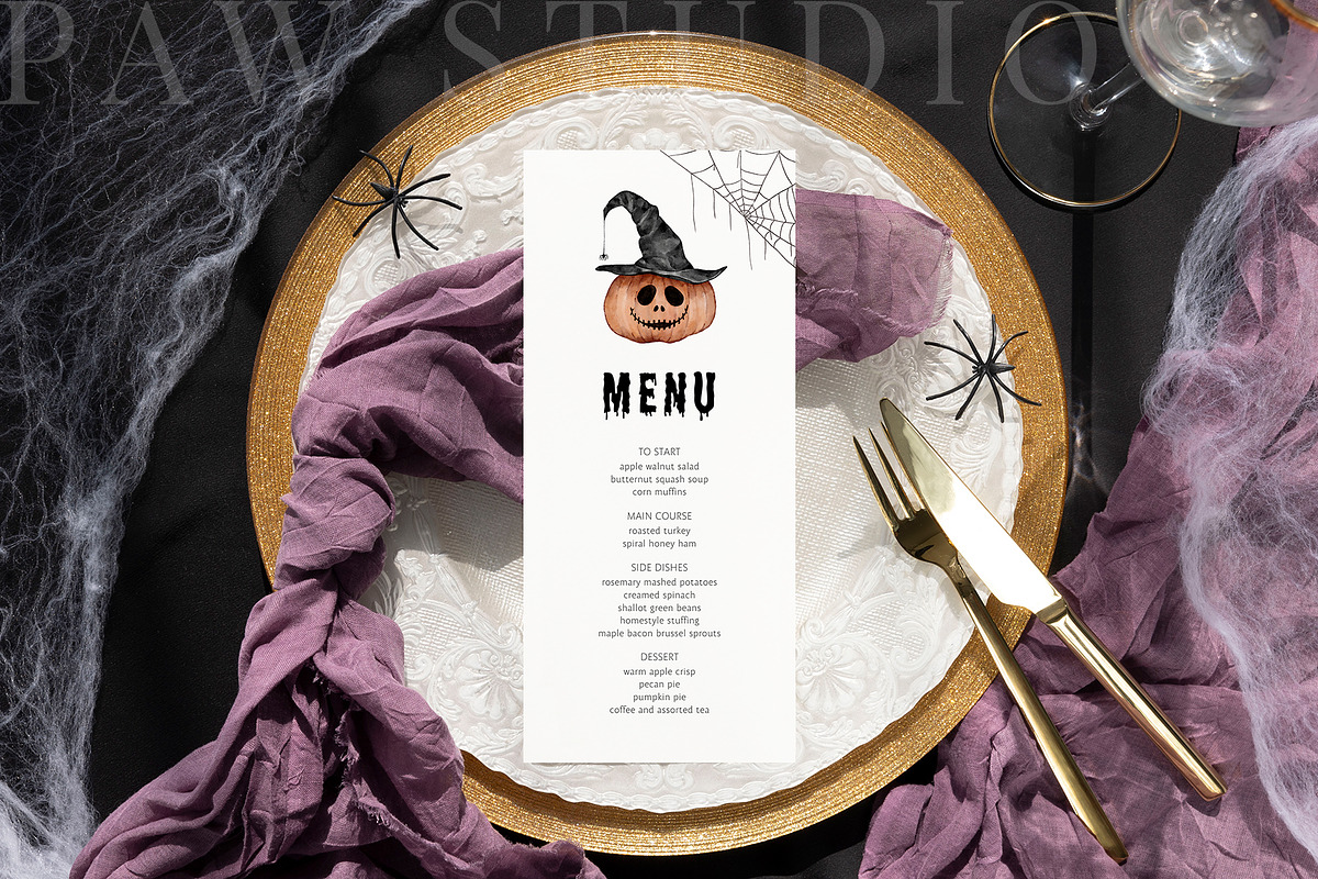 Halloween Card Mockup 4x9 Menu fall, an Advertising Mockup by PawMockups (Photo 6 of 10)