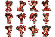 Whimsical Valentine Girl Clipart, an Illustration by DreamArtGraphic (Thumbnail 3 of 4)