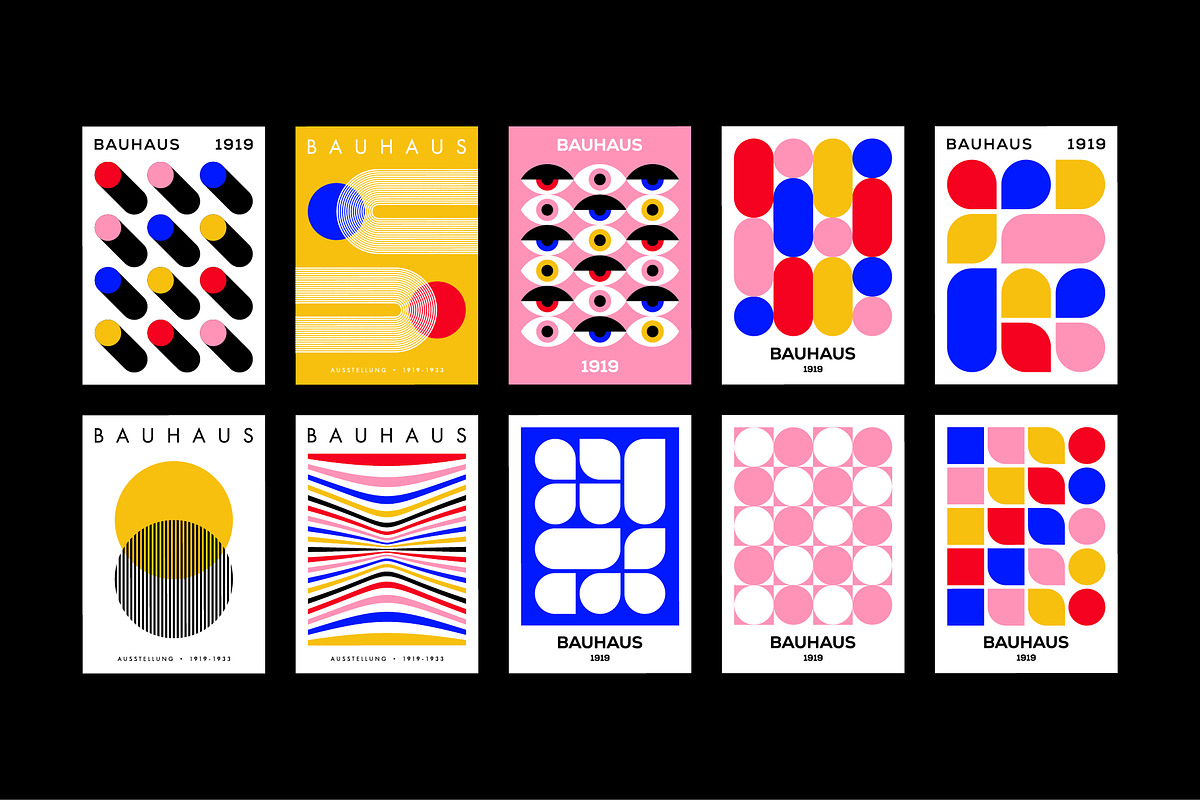 40 Bauhaus Posters Vector Set, a Poster Template by PixelMind (Photo 5 of 8)