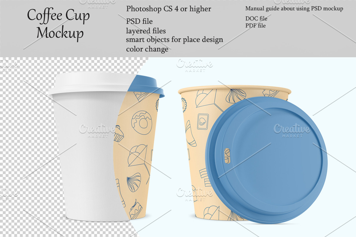 Coffee cup mockup. PSD mockup., a Cups & Container Mockup by NatalyaZelenova (Photo 1 of 5)