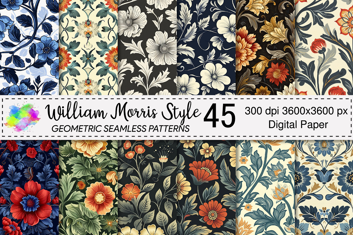 William Morris Style Patterns, a Pattern Graphic by Canvas Craft (Photo 1 of 9)
