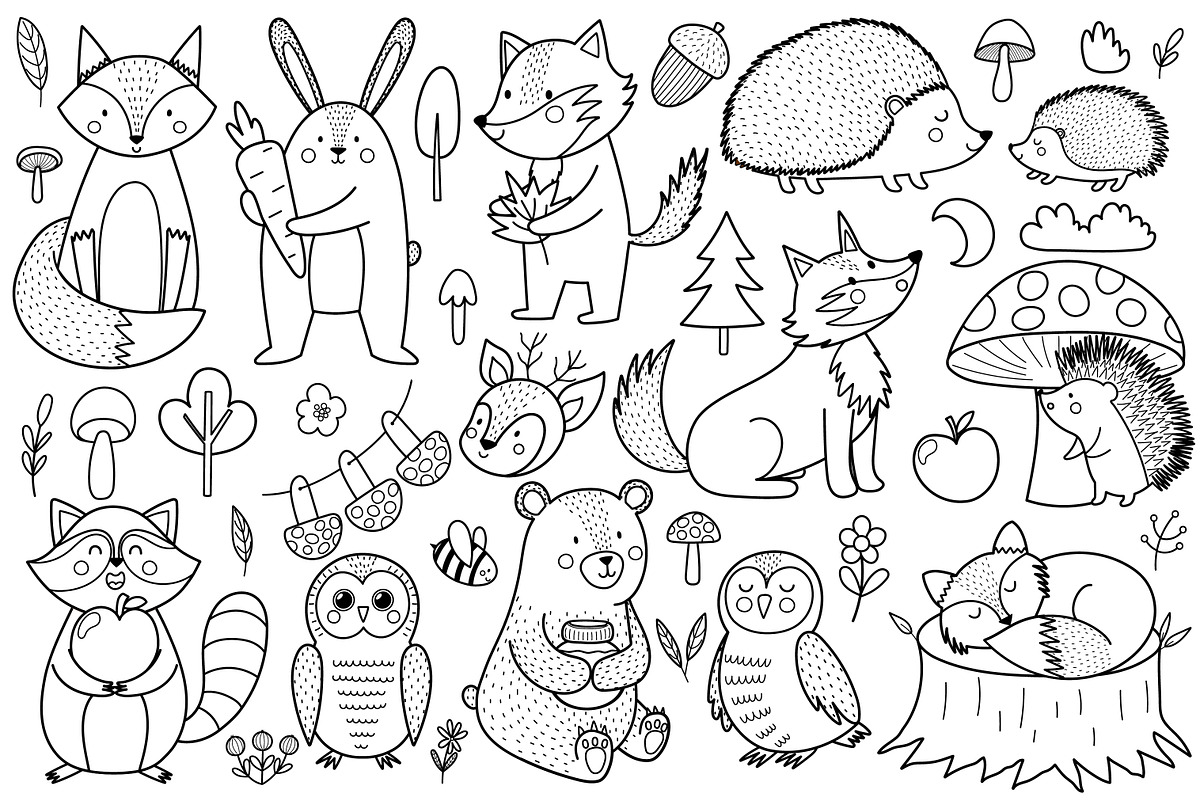 Cute Forest Animals Big Collection, an Animal Illustration by Gulnara Sabirova (Photo 14 of 16)