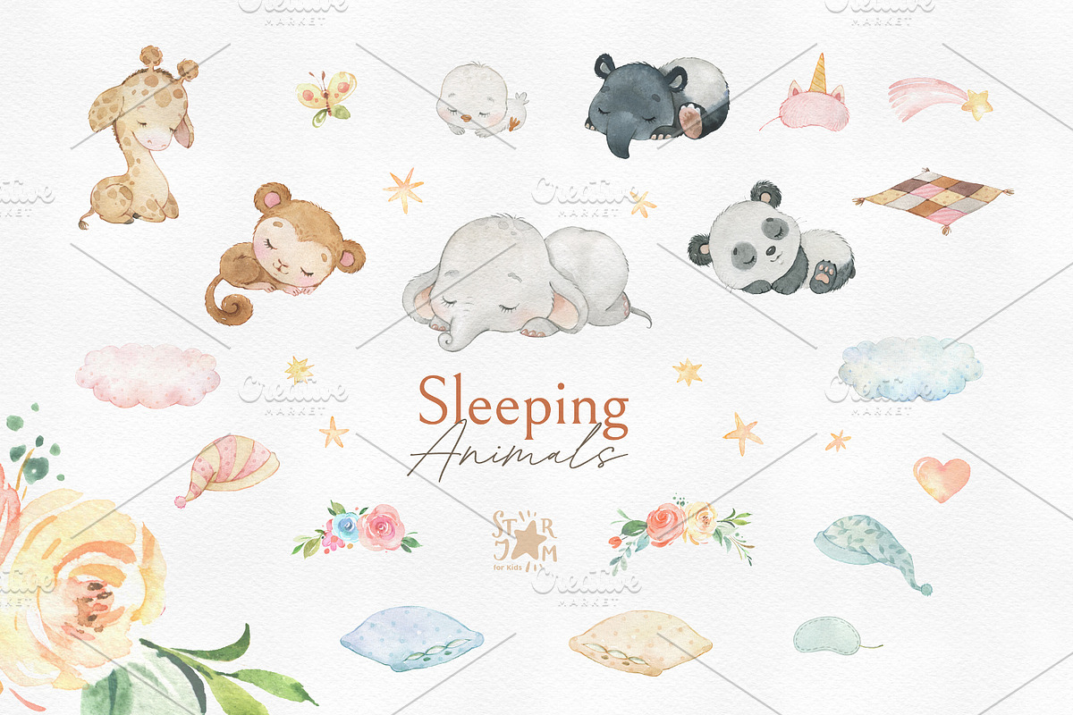 Sleeping Animals Collection, an Animal Illustration by StarJam (Photo 2 of 8)