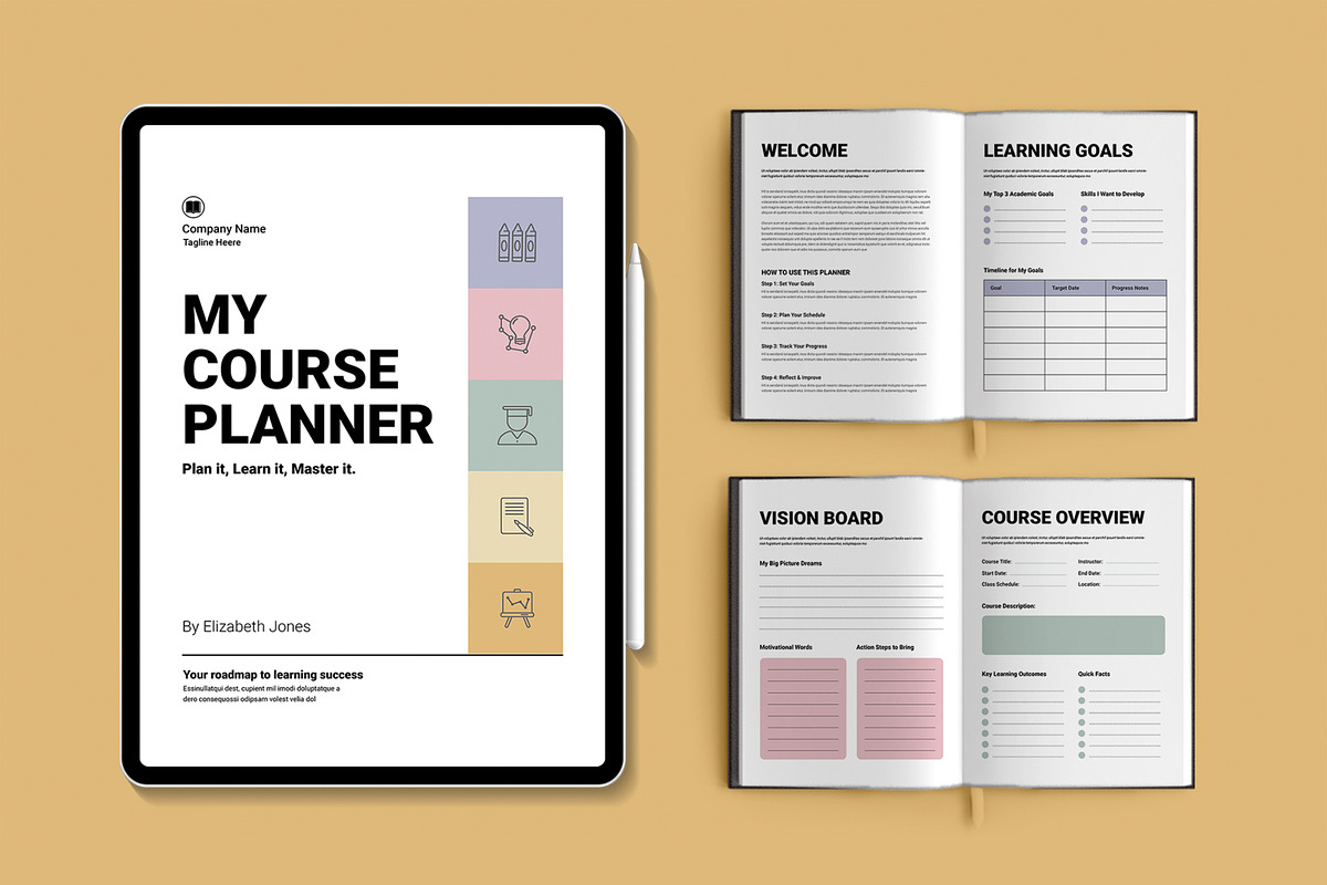 Academic Planner With Calendar, a Stationery Template by MightyDesign (Photo 2 of 7)