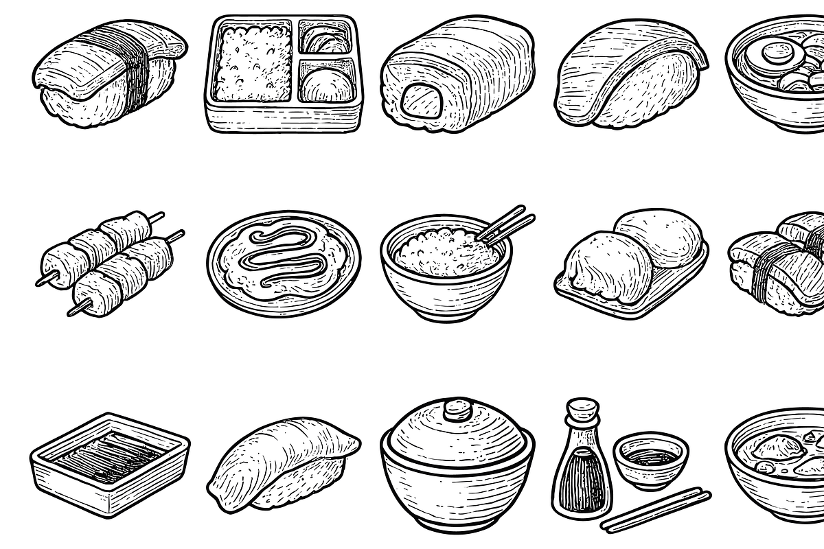 Asian Food Set, an Object Graphic by nikagraphic