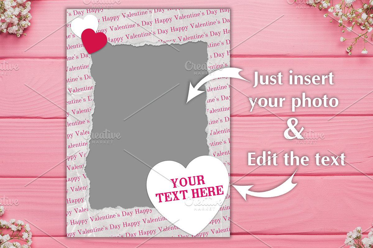 Valentines Photo Card PSD Template, a Card Template by PSD templates and Photos (Photo 2 of 5)