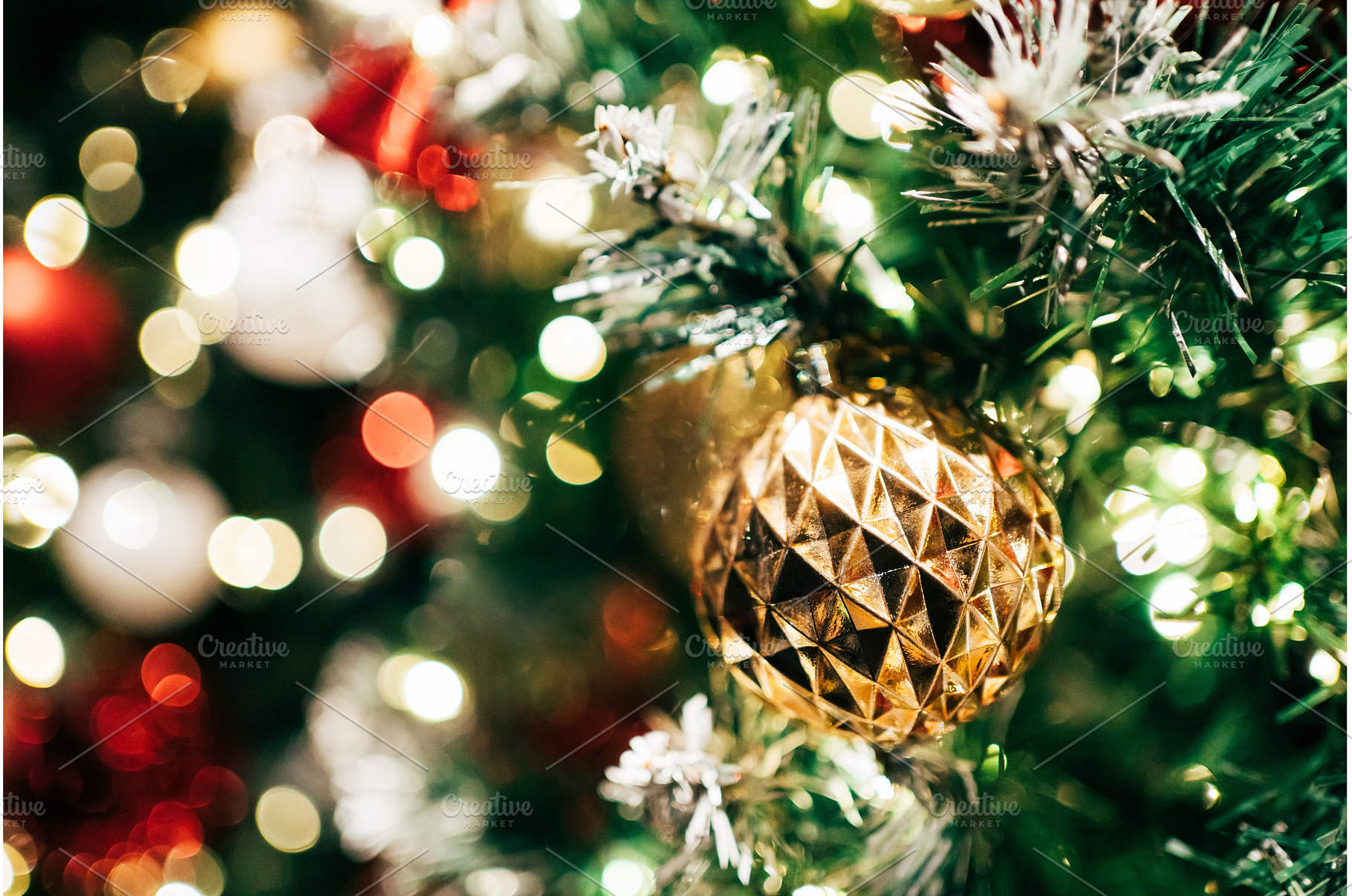 Golden ornament hanging on christmas, a Holiday Photo by Anna Efetova