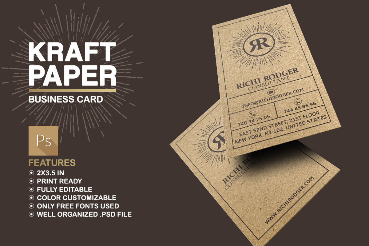 Kraft Paper Business Card, a Business Card Template by Marvel (Photo 1 of 5)