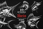 10 Bundle Dark Art Marlin Fish, an Illustration by Morspective (Thumbnail 1 of 7)