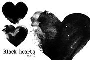 Set of black watercolor hearts, an Illustration by KatBranchArt (Thumbnail 3 of 5)