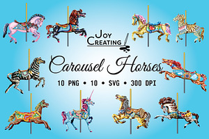 Carousel Horses SVG Clipart