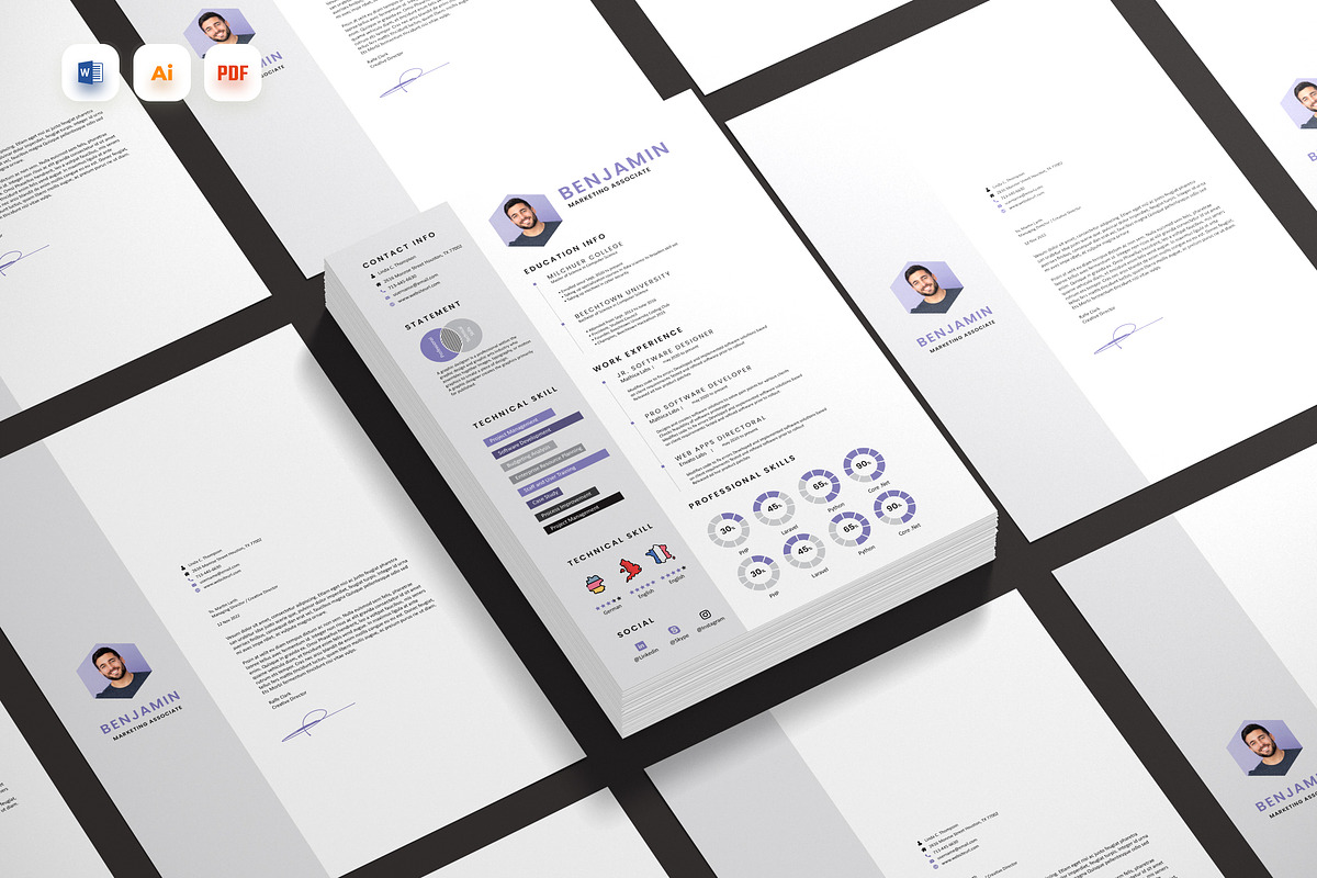 Violet Resume CV, a Resume Template by iDoodle Studio (Photo 1 of 6)