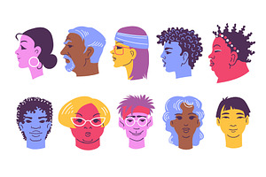 Profile and full face portraits, an Object Illustration by YummyBuum