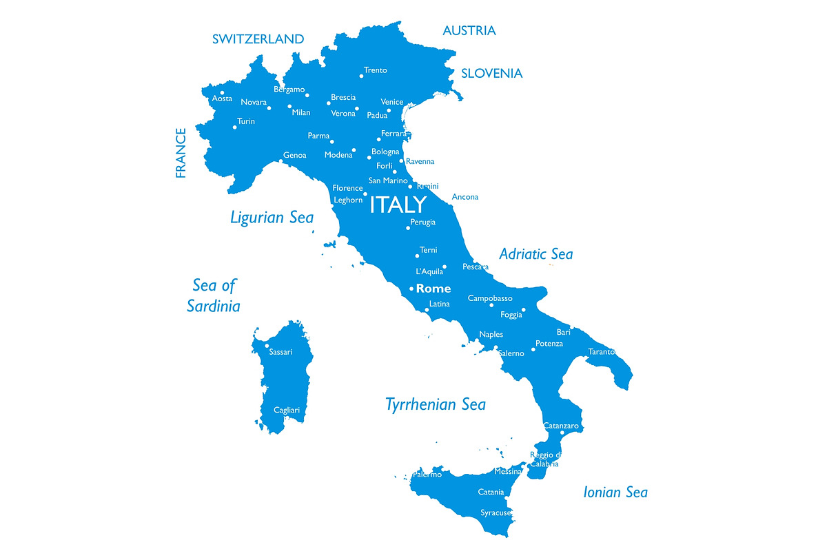 Vector map of Italy, an Illustration by ilynx