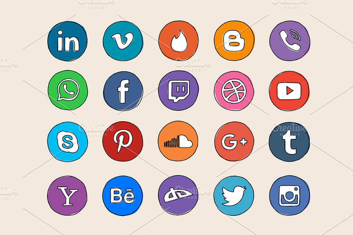 Social Media Icons, an Illustration by Pencil Coffee