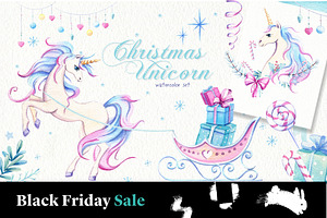 Christmas Unicorn Watercolor Set