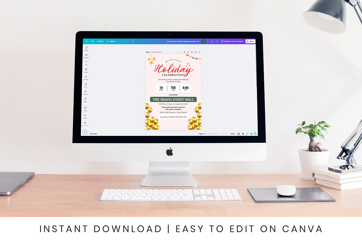 Holiday Party Invitation Canva Temp, an Invitation Template by Snapybiz (Photo 8 of 10)