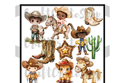 Watercolor Cute Cowboy Clipart, an Illustration by CraftCrateShop (Thumbnail 8 of 8)