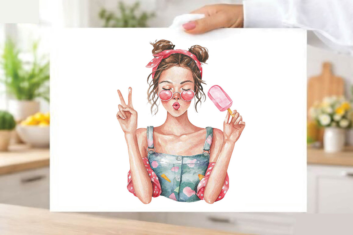 Watercolor Girly Summer Clipart, an Illustration by SVGArt (Photo 3 of 9)