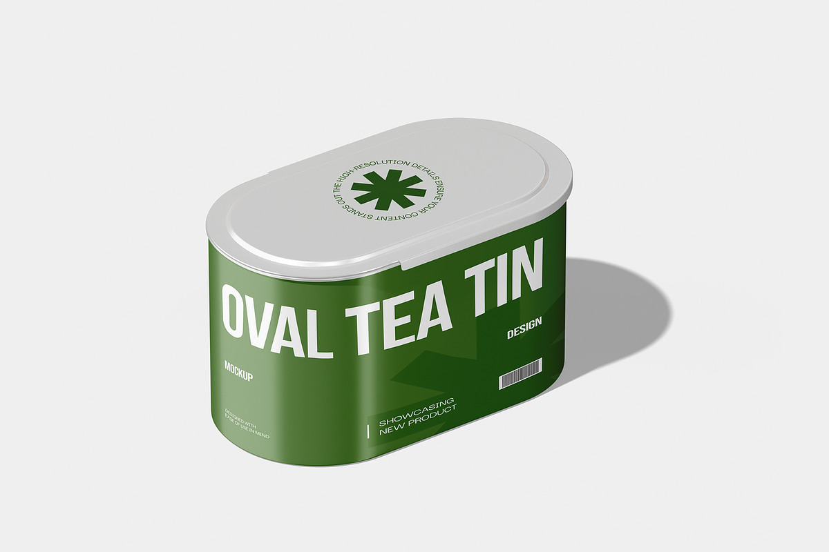 Oval Tea Tin Mockup, a Household Mockup by Unerispace (Photo 3 of 3)