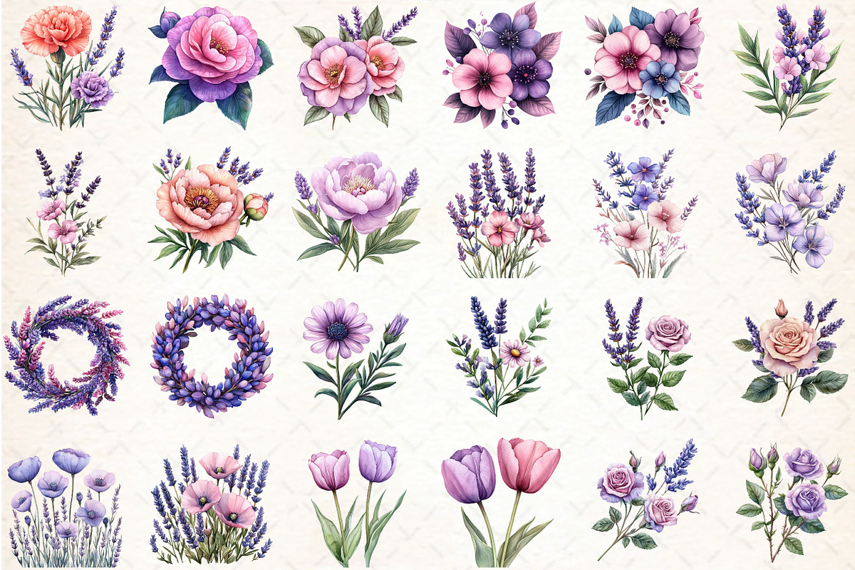 57 Lavender & Pink Flowers, an Illustration by DreamCafeArt (Photo 2 of 5)