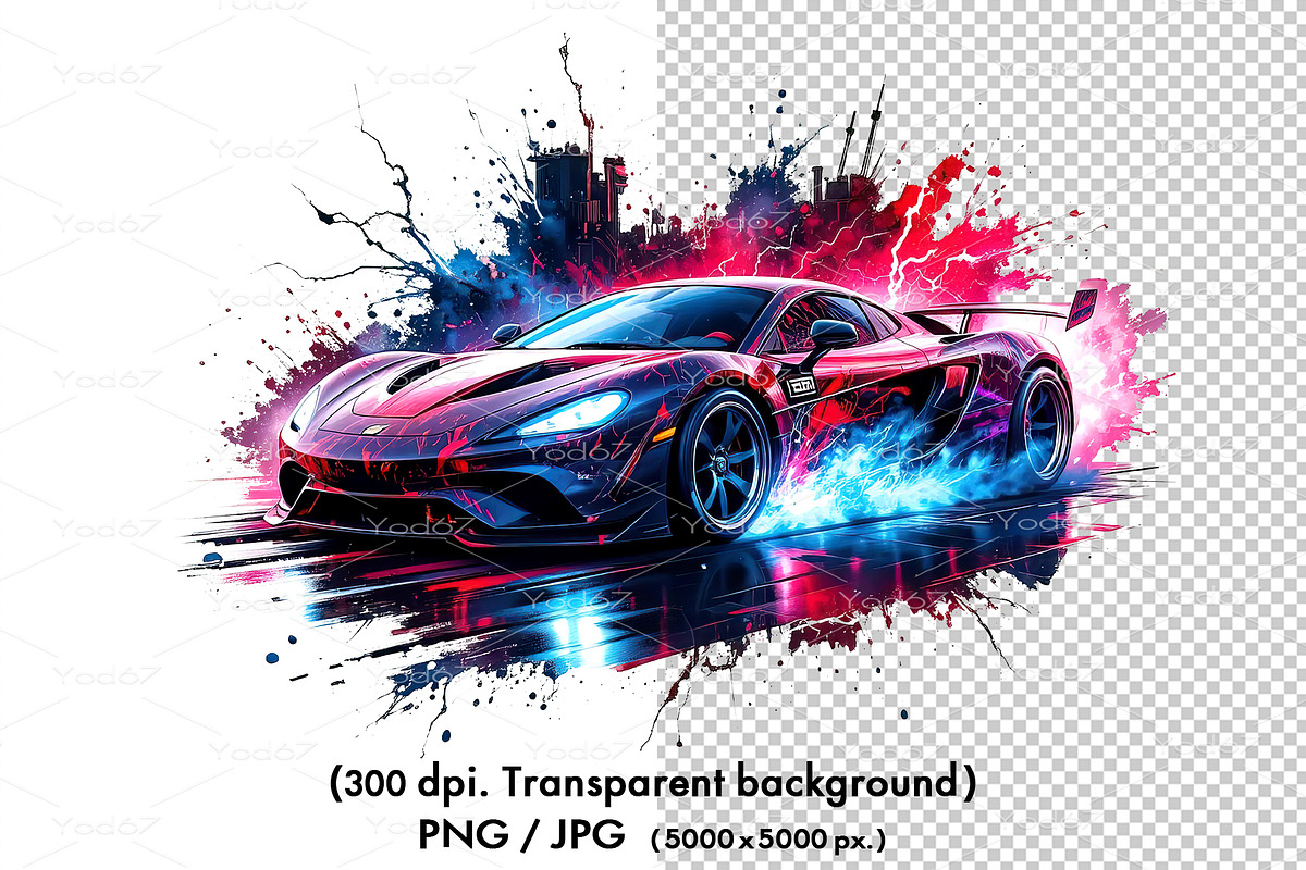 High-speed sports car racing, a Transportation Illustration by yod67