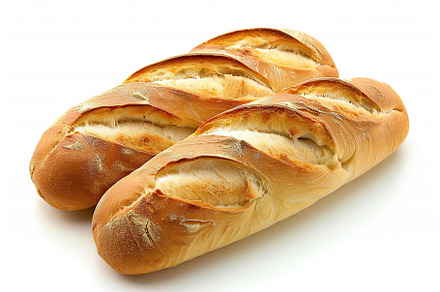 Freshly baked bread isolated on white background, a Food & Drink Photo by AlyaAnd