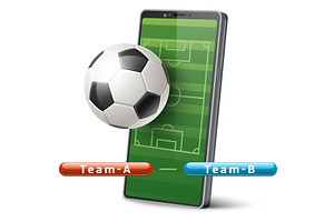 Realistic smartphone with soccer, a Technology Illustration by Vectorbuum