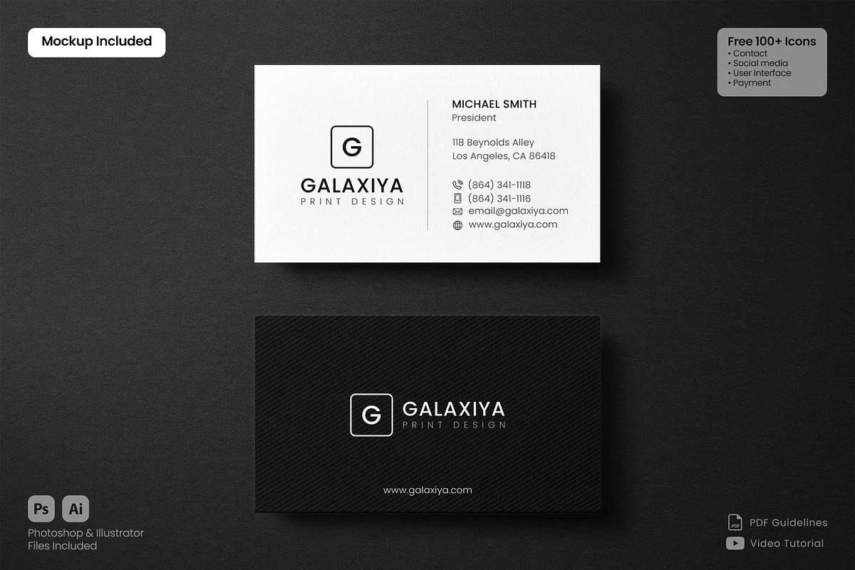 Minimal Business Card With Mockup, a Business Card Template by Galaxiya (Photo 1 of 4)